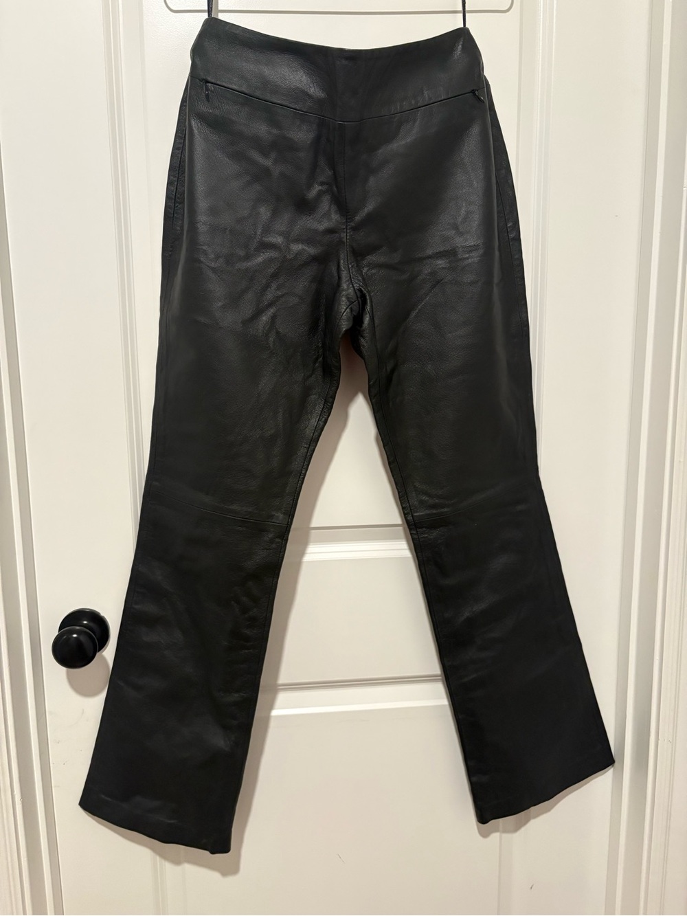 Newport News Black Leather Boot Cut Pants